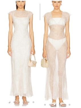 L'Academie by Marianna Capucine Silk Maxi Dress in Maisy Daisy Floral Small